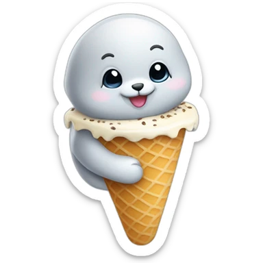 A daulphin holding an ice cream sticker