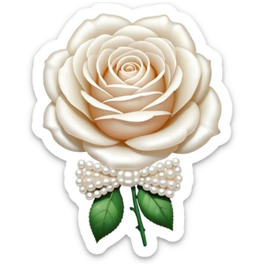 white English rose Benjamin Britten ( flower ) and pearl bow sticker