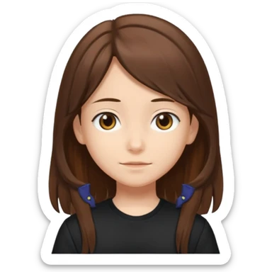Daria whit brown hair and brown eyes a 10 year old kid Long hair and anime black shirt sticker
