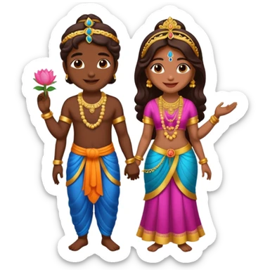 Krishna and Radha cute standing together  sticker
