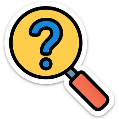 a magnifying glass with a question mark inside sticker