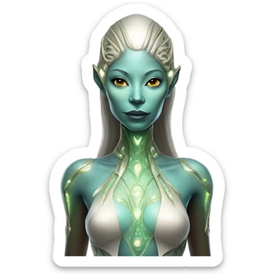 a heavenly alien woman full body sticker