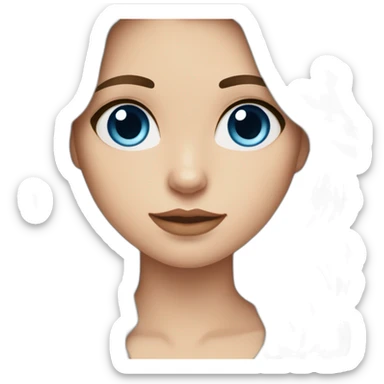 white girl with long dark brown wavy hair, middle parted hair, blue eyes, and high cheekbones sticker