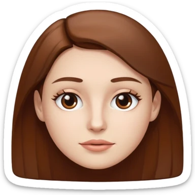 white skin, brown hair, eyes, eyebrows and a thin square face sticker