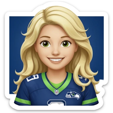 Long wavy blonde hair seahawks fan female sticker