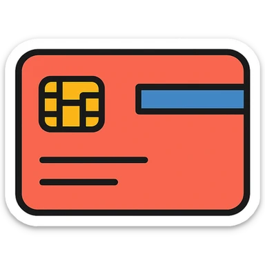 credit card with a chip, minimal and easy to recognize sticker