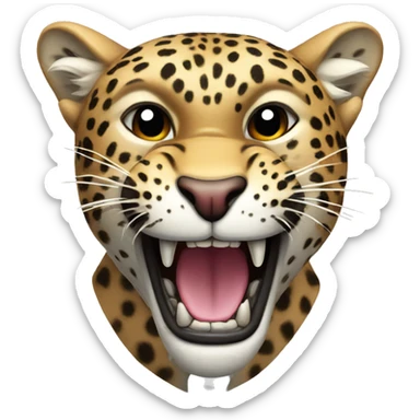 roaring leopard sticker