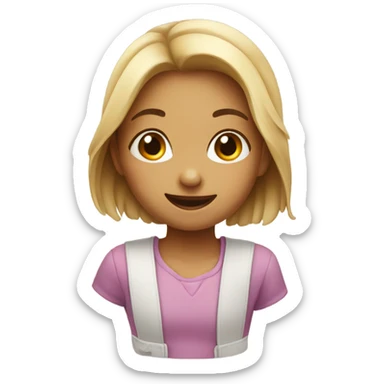 Girl smiling and biting lower lip sticker