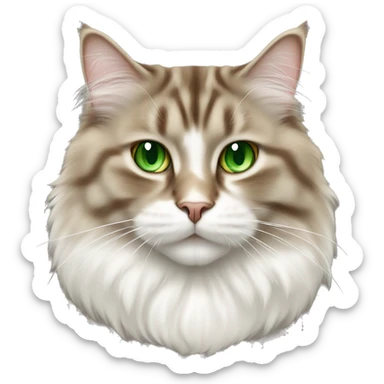 stands Brown amd white Siberian cat with green eyes sticker