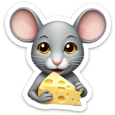 mouse holding cheese sticker