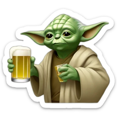 Yoda drinking a beer sticker