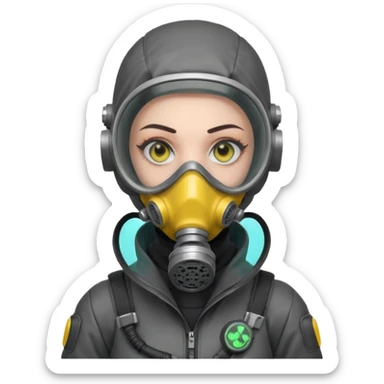 cyberpunk gasmask girl programmer buzzcut sticker