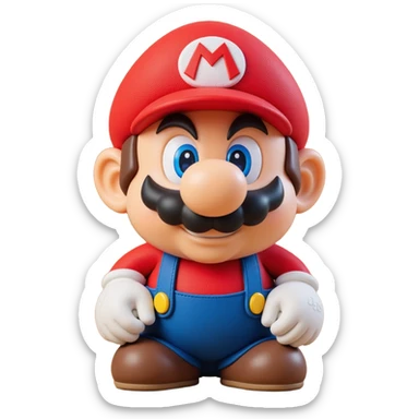 a worker in factoryA 3D-rendered head of a character inspired by Super Mario, facing slightly from front-left to right. The head should include his signature red cap with an ‘M’, large round nose, thick mustach sticker