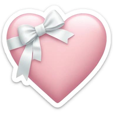 Pastel pink heart with white bow sticker