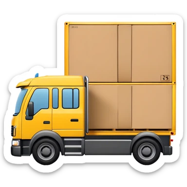 yellow logistic truck with pallets box sticker