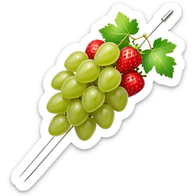 A tanghulu skewer of green grapes and strawberries sticker