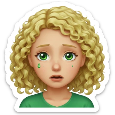 the girl is that criying she has green eyes and blond hair curly sticker