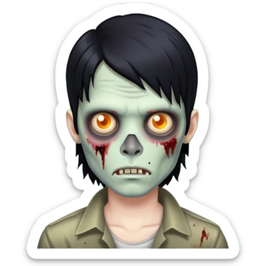 um menino zumbi com cabelo mullet preto  sticker