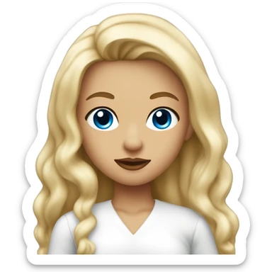Tanned blonde girl with long hair and blue eyes big lips in white clothes sticker