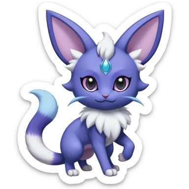 Espeon-Purrloin-Meowstic-Fakémon-hybrid-creature (full body)  sticker