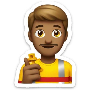 A DHL employee and a cross in his hand sticker