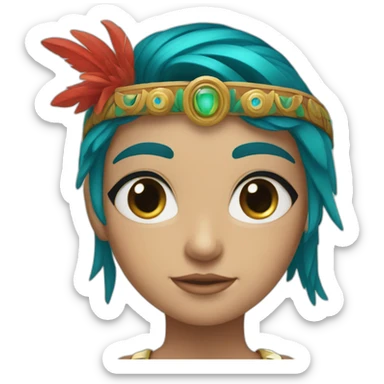 quetzalcuoatl red head, blue eye, white skin girl sticker