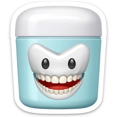 Container inside with dental cap for teeth alignment sticker