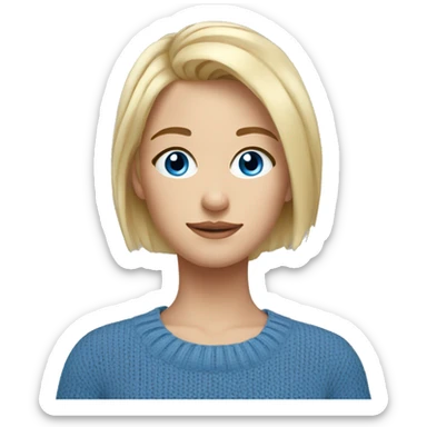 blue eyes short  blonde hair girl blue sweater sticker