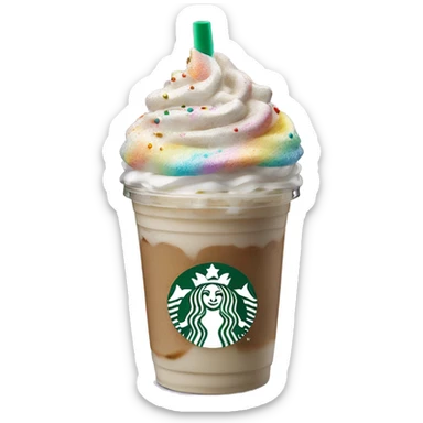 Realistic starbucks unicorn Frappuccino with rainbow sprinkles sticker