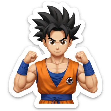 dragon ball gohan with his two fingers and arms facing right to fusion with trunks  sticker