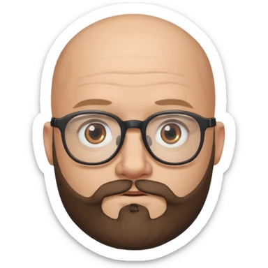 bearded bald man with eyeglasses sticker