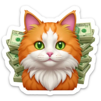 Cute cat surrounded by money sticker