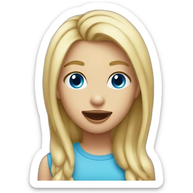 blond girl blue eyes sticking tongue out sticker