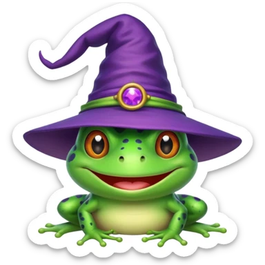 frog wear purple wicth hat sticker