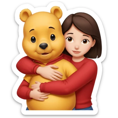Adult Winnie the Pooh hugging brunette girl sticker