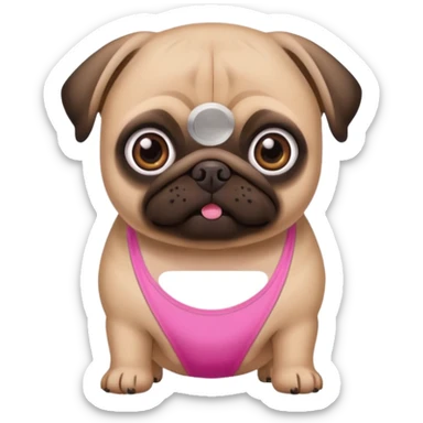 Pug com os olhos grandes com biquíni Rosa sticker