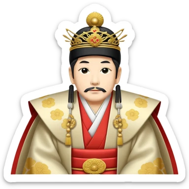 Japanese emperor, Edo period, wearing ceremonial ho and kanmuri, regal pose sticker