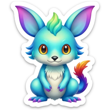 Shiny Colorful Dull-Colored Fionbri-creature by Falvie (full body) sticker