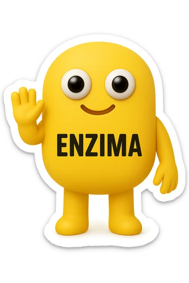 FALLO IDENTICO MA CON LA SCRITTA ENZIMA IN ITALIANO SUL CORPO. emoji con enzima umano con occhi 3d con la scritta "ENZIMA" SUL CORPO IN ITALIANO sticker