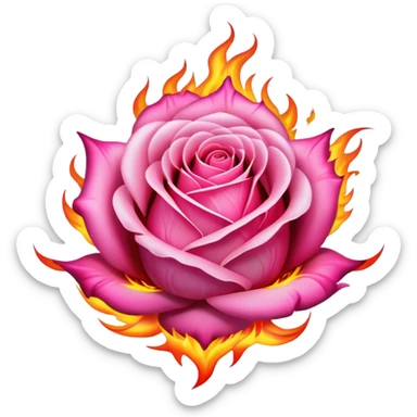 BURNING ROSE IN PINK FLAMES sticker