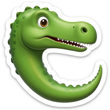 diplodocus emoji with long neck resembling a phallic shape, humorous facial expression sticker