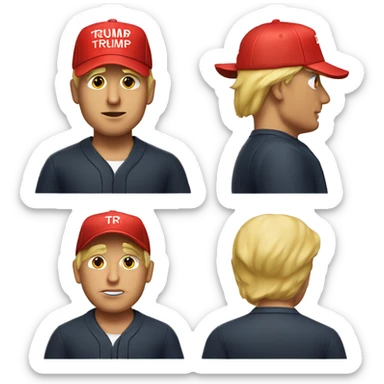 donald trump in a red baseball cap sticker