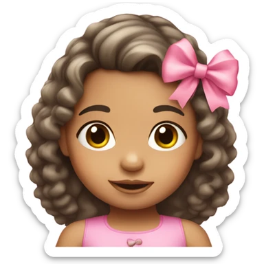 Hispanic toddler girl with pink bow long hair sticker
