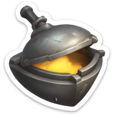 a magical artifact (an old iron with smoke) sticker