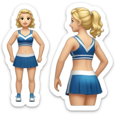 Full body Caucasian curvy cheerleader back and front views sticker