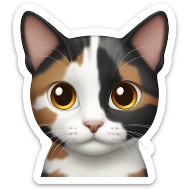 black white brown calico cat and gray striped cat sticker