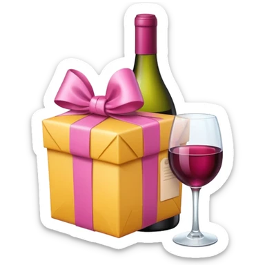 a wine gift with a pink ribbon sticker