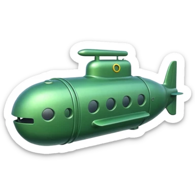 green mini single submarine in cartoon  sticker