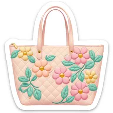 pastel floral quilted tote bag  sticker