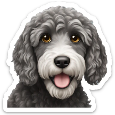 Black and white labradoodle sticker
